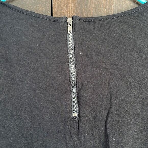 Market & Spruce Stitch Fix Hans Crochet Front Mixed Material Black Top Size Larg - Picture 4 of 5
